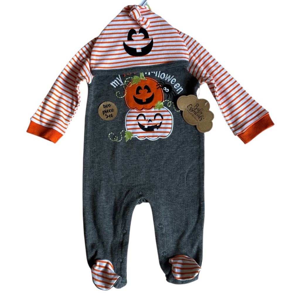 Baby Essentials My 1st Halloween 2 Piece Baby Outfit with Hat size 3M NWT